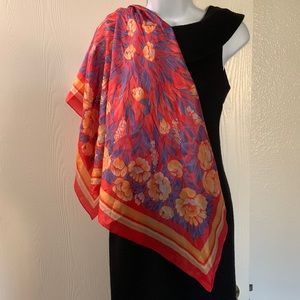 Golden Camel Silk Scarf Floral Print